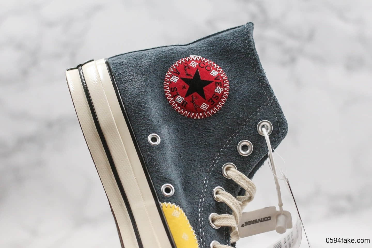 匡威Converse Chuck 70 Mixed Material公司级版本高帮麂皮补丁拼接翻毛帆布鞋原档案数据开发正确硅蓝PU蓝底