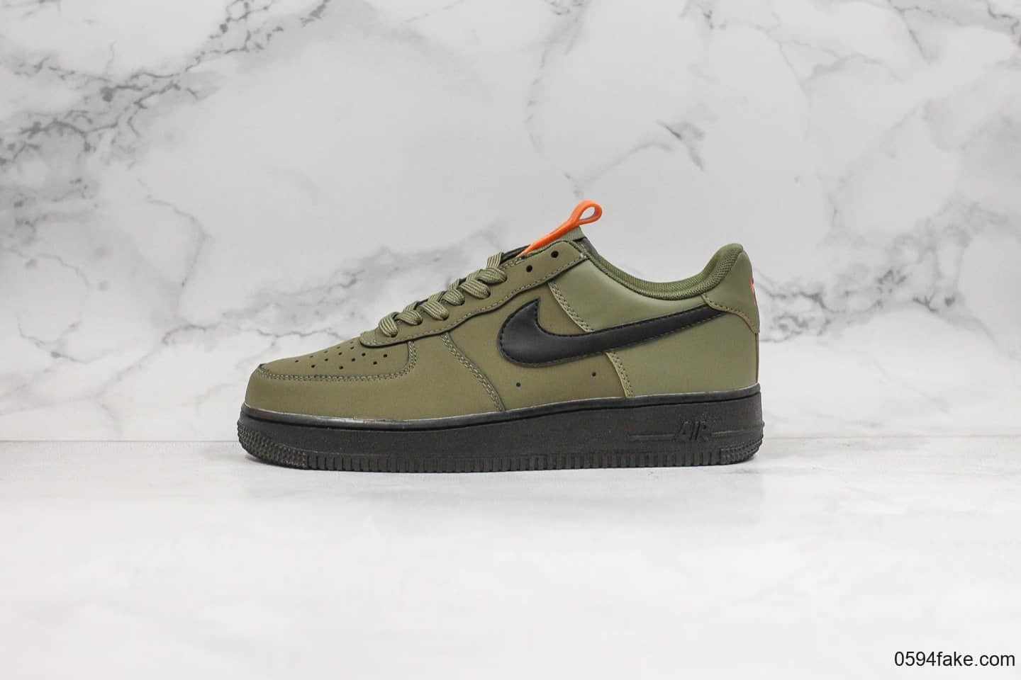 耐克Nike Air Force 1 07 Medium Olive Black-Starfish纯原版本低帮空军一号军工绿橙配色内置全掌气垫全头层磨砂防水鞋面 货号：BQ4326-200