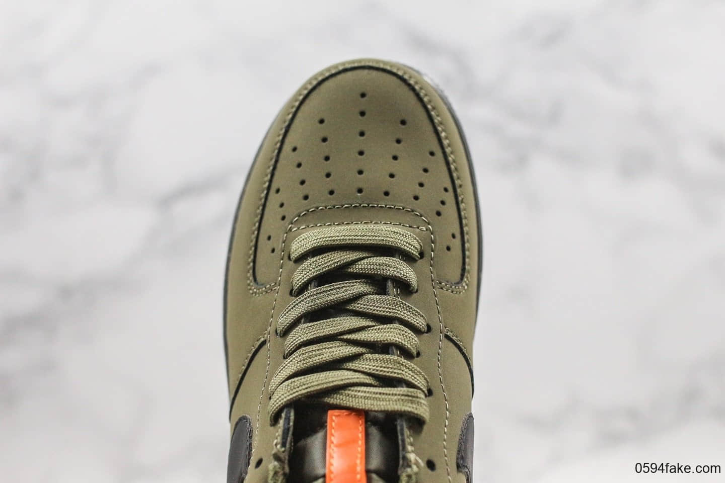 耐克Nike Air Force 1 07 Medium Olive Black-Starfish纯原版本低帮空军一号军工绿橙配色内置全掌气垫全头层磨砂防水鞋面 货号：BQ4326-200
