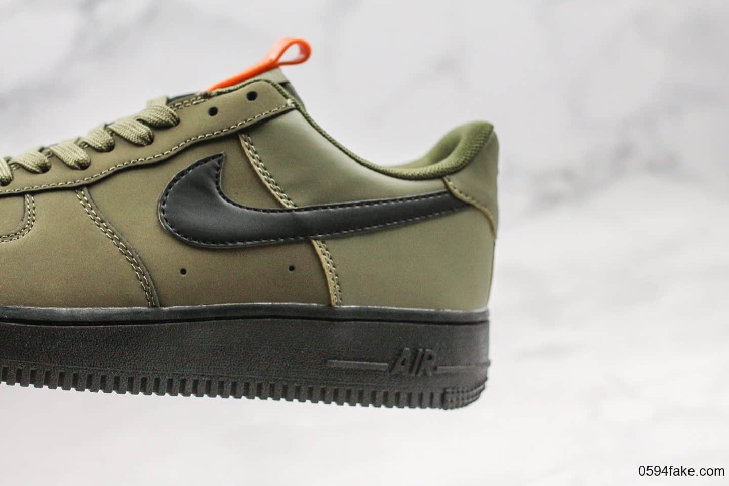 耐克Nike Air Force 1 07 Medium Olive Black-Starfish纯原版本低帮空军一号军工绿橙配色内置全掌气垫全头层磨砂防水鞋面 货号：BQ4326-200