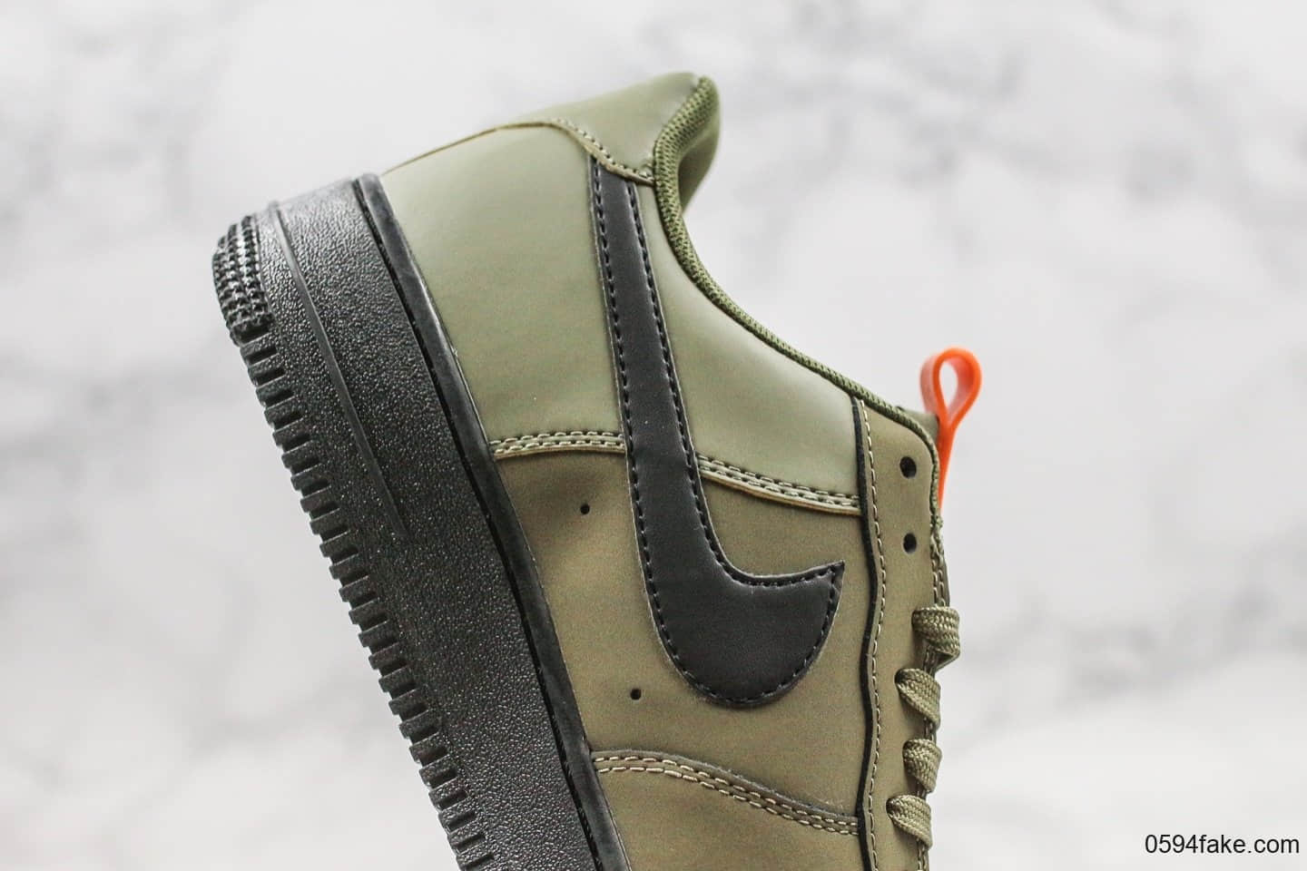 耐克Nike Air Force 1 07 Medium Olive Black-Starfish纯原版本低帮空军一号军工绿橙配色内置全掌气垫全头层磨砂防水鞋面 货号：BQ4326-200