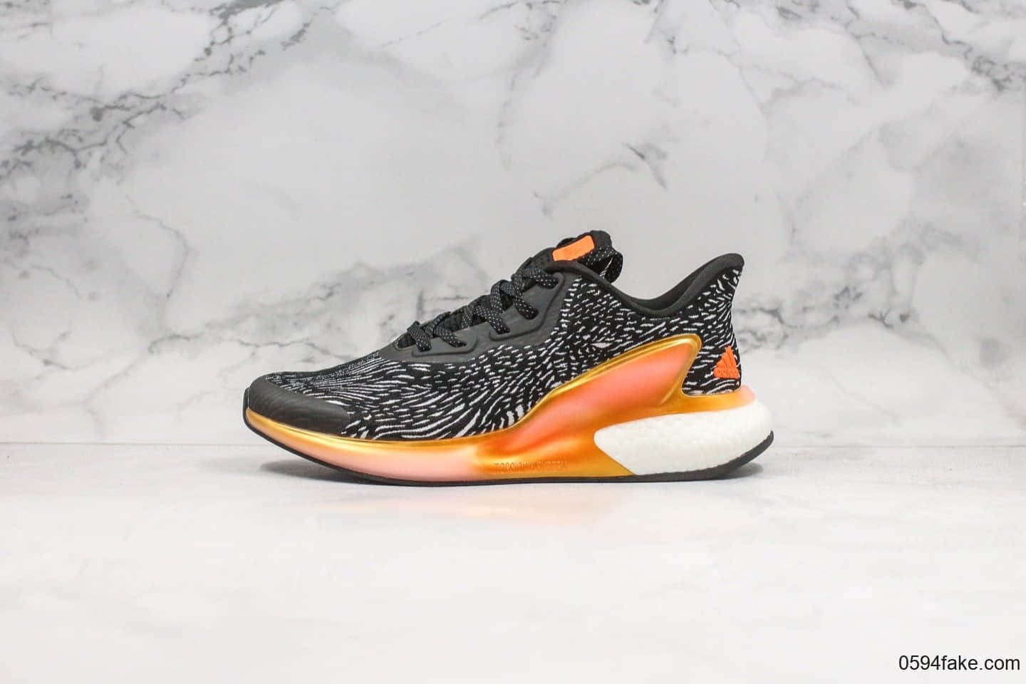 阿迪达斯Adidas Alphaboost System纯原版本阿尔法爆米花黑橙色内置原厂Boost缓震中底搭载马牌防滑橡胶外底 货号:FW8308