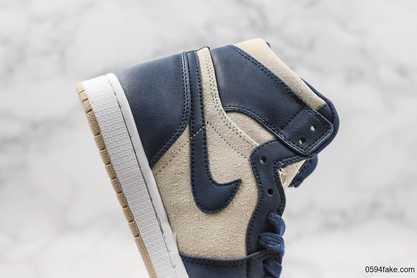 乔丹Air Jordan 1纯原版本高帮AJ1米白蓝原档案数据开发精准后跟定型区别市面通货版本 货号：AQ9131-401