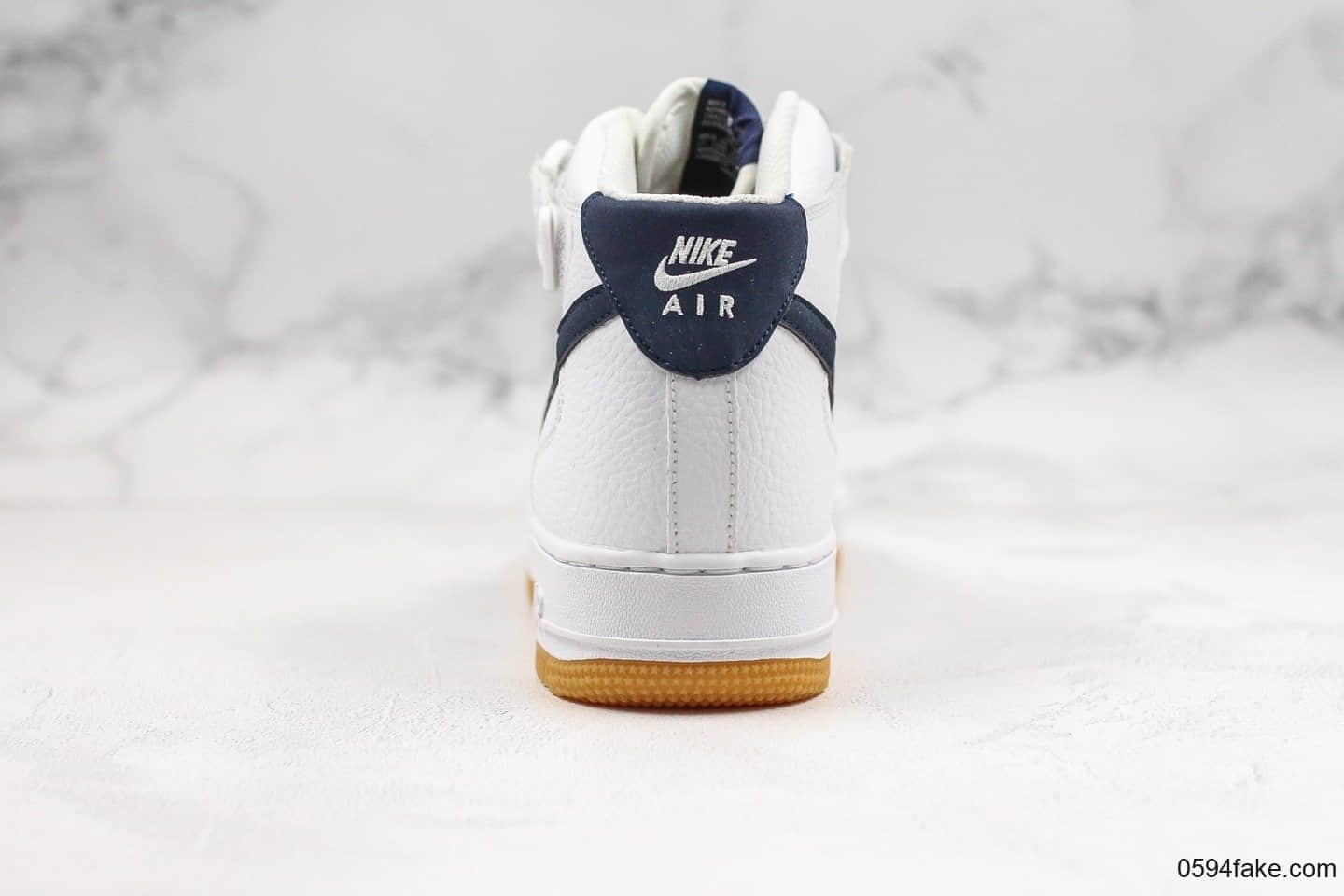 耐克Nike Air Force1 Mid纯原版本高帮空军一号海外发售款深蓝白生胶色内置solo气垫原鞋开模原材打造 货号:CI0058-100