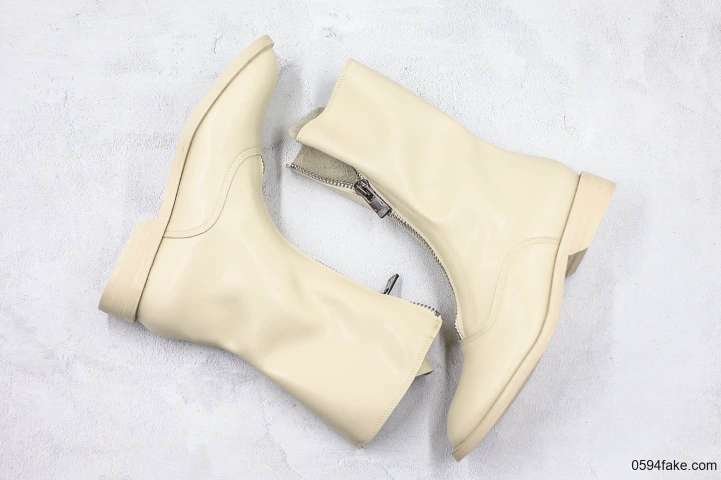 吉迪Guidi front zip calf-length boot 310纯原版本中筒马丁靴米白原档案数据开发原鞋开模一比一打造 货号:A699-11518118