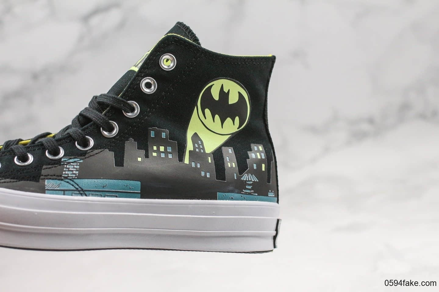 匡威Converse Chuck Taylor All Star 1970s Batman公司级版本蝙蝠侠联名款夜光高帮帆布鞋正确硅蓝PU中底 货号：167511C