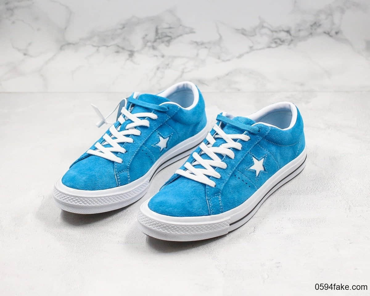 匡威Converse One Star公司级版本木村一星经典蓝色翻毛皮正确PU硅蓝中底原厂硫化大底正确无色差 货号:1616134