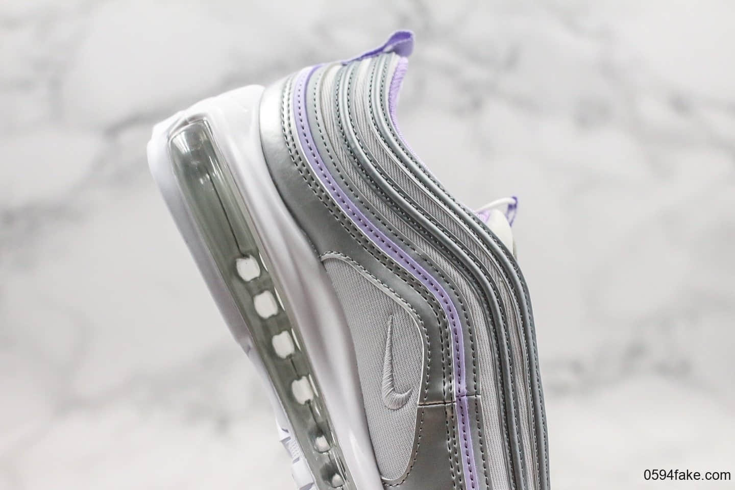 耐克Nike Air Max 97纯原版本复古子弹气垫鞋Max97银紫配色内置真实气垫原楦头原纸板打造 货号：CQ4806-015