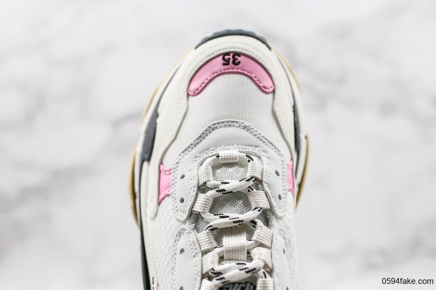 巴黎世家Balenciaga Triple S纯原版本复古老爹鞋白粉蓝色女神配色官方鞋盒鞋带