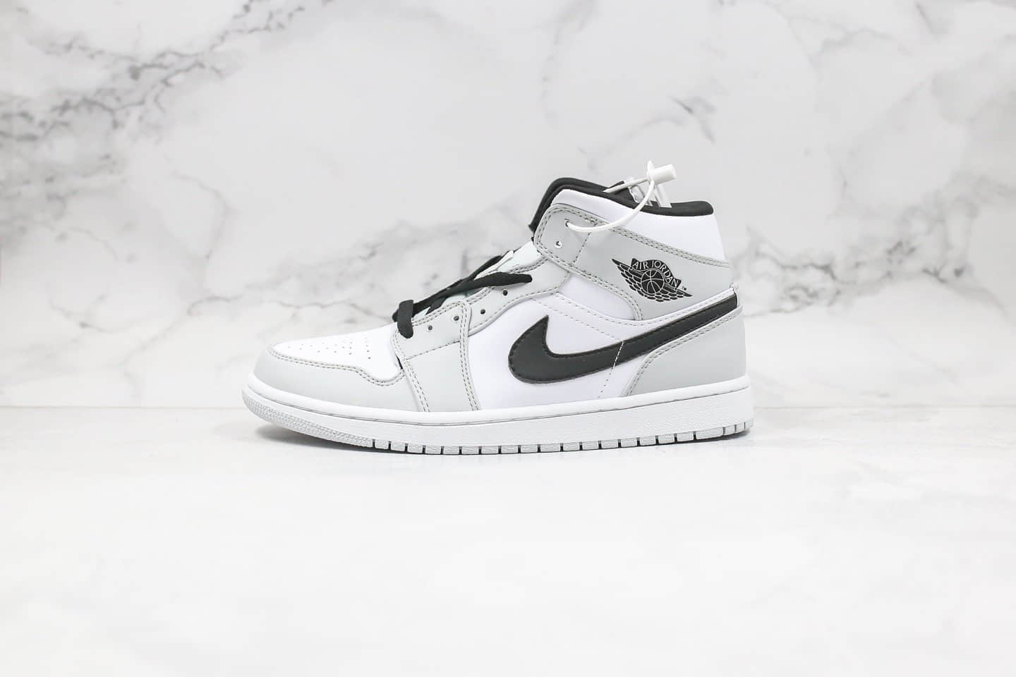 乔丹Air Jordan 1 Mid Light Smoke Grey纯原版本中帮AJ1小小迪奥灰色原档案数据开发正确后跟定型 货号：554724-092
