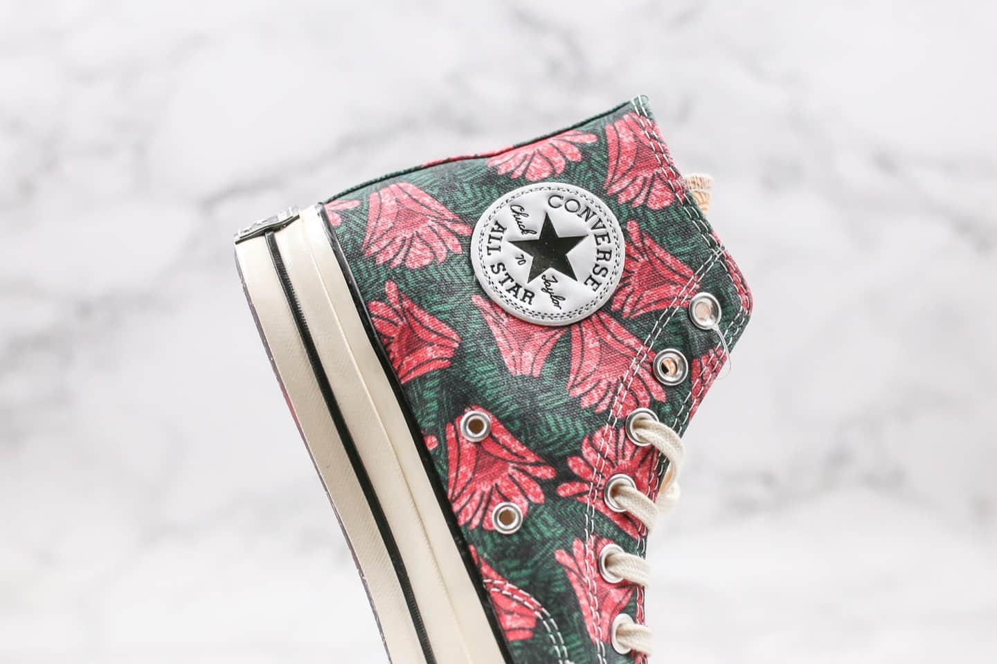 匡威Converse Chuck 70公司级版本花卉酒红色小菊花拼接蓝色高帮帆布鞋原盒原标正确硅蓝PU中底