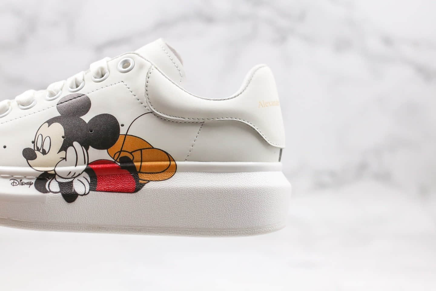 亚历山大Alexander McQueen sole sneakers纯原版本麦昆厚底小白鞋米老鼠配色原盒配件进口头层牛皮材质