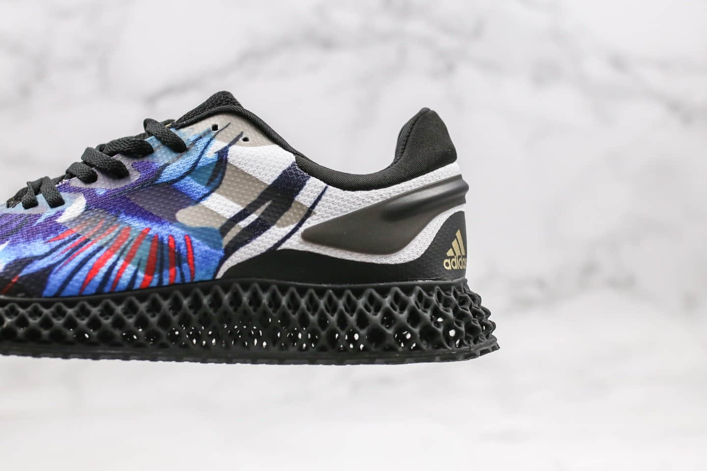 阿迪达斯Adidas Alphaedge 4D M纯原版本彩绘蓝黑色科技跑鞋原档案数据开发原楦头纸板打造 货号:FV5278