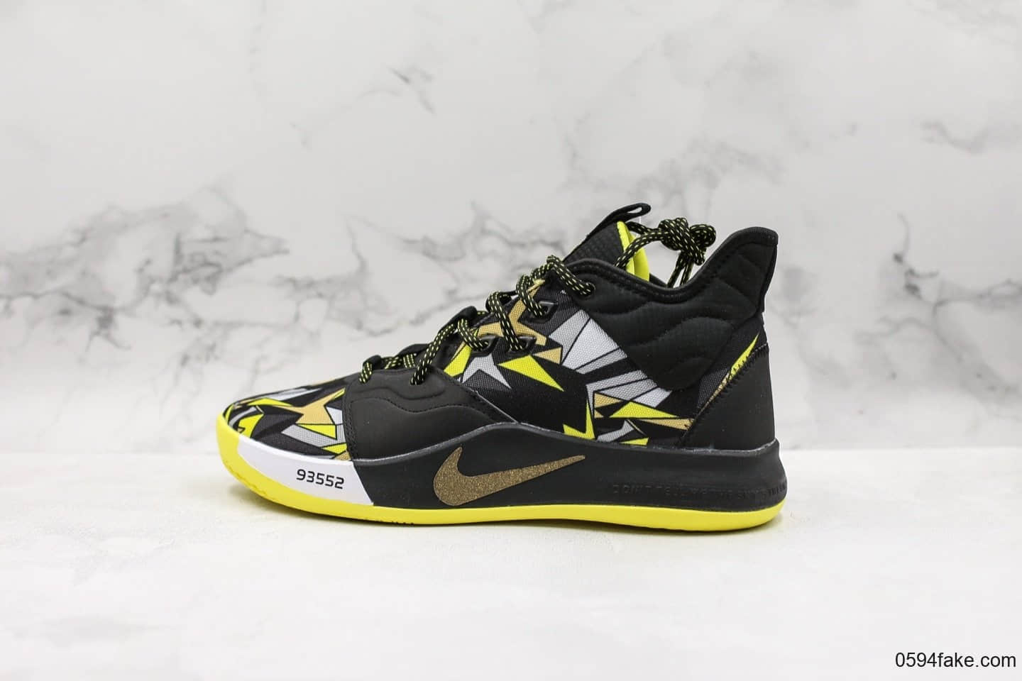 耐克Nike PG3 NASA EP纯原版本保罗乔治三代黑金配色内置气垫原档案数据开发支持实战 货号：AO2608-900