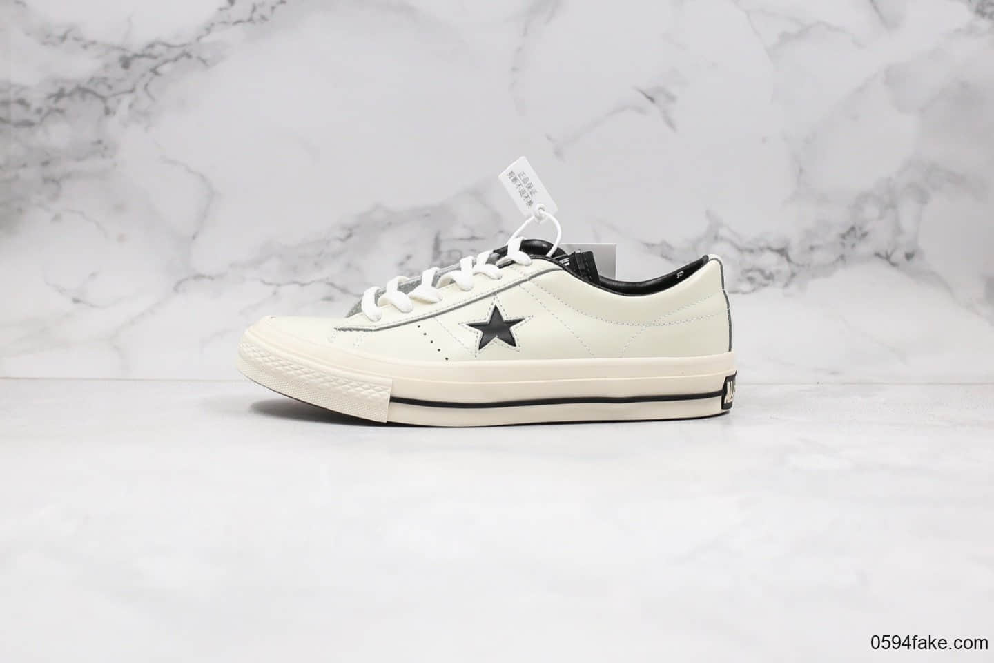 匡威Converse One Star Suede公司级版本杰克一星系列皮面低帮板鞋米白色原装硫化蓝底