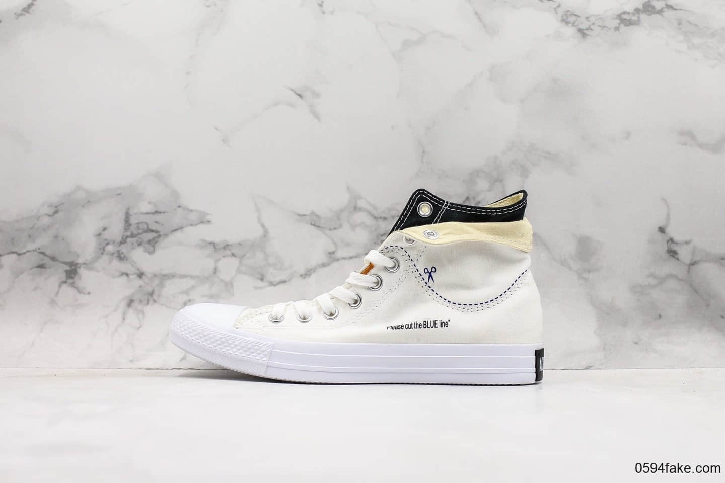匡威Converse Chuck Taylor All-Star公司级版本日本限定解构剪裁撞色帆布鞋白色原盒钢印