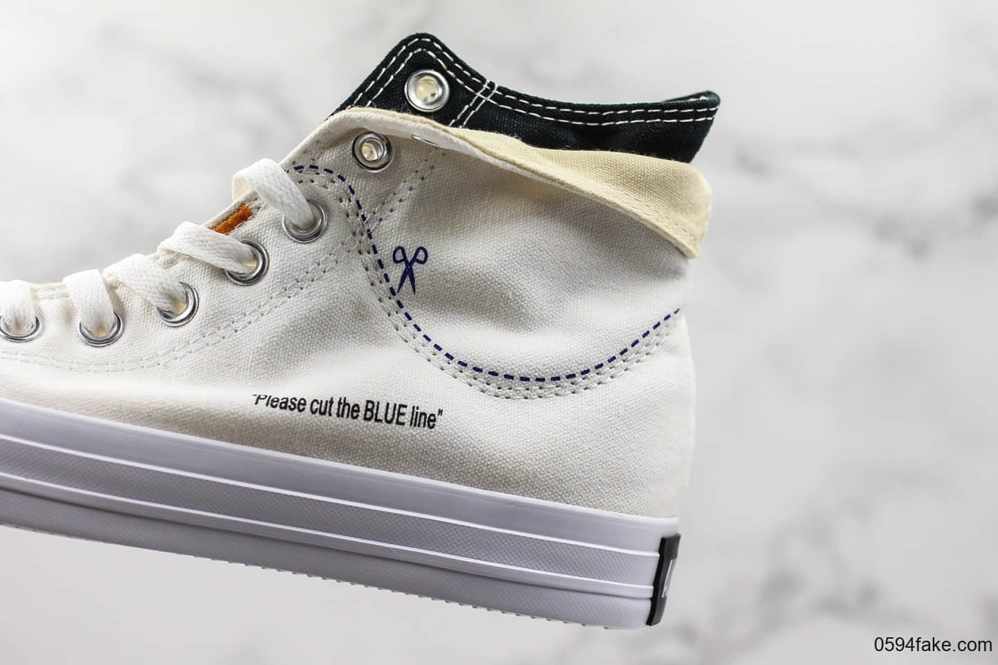 匡威Converse Chuck Taylor All-Star公司级版本日本限定解构剪裁撞色帆布鞋白色原盒钢印