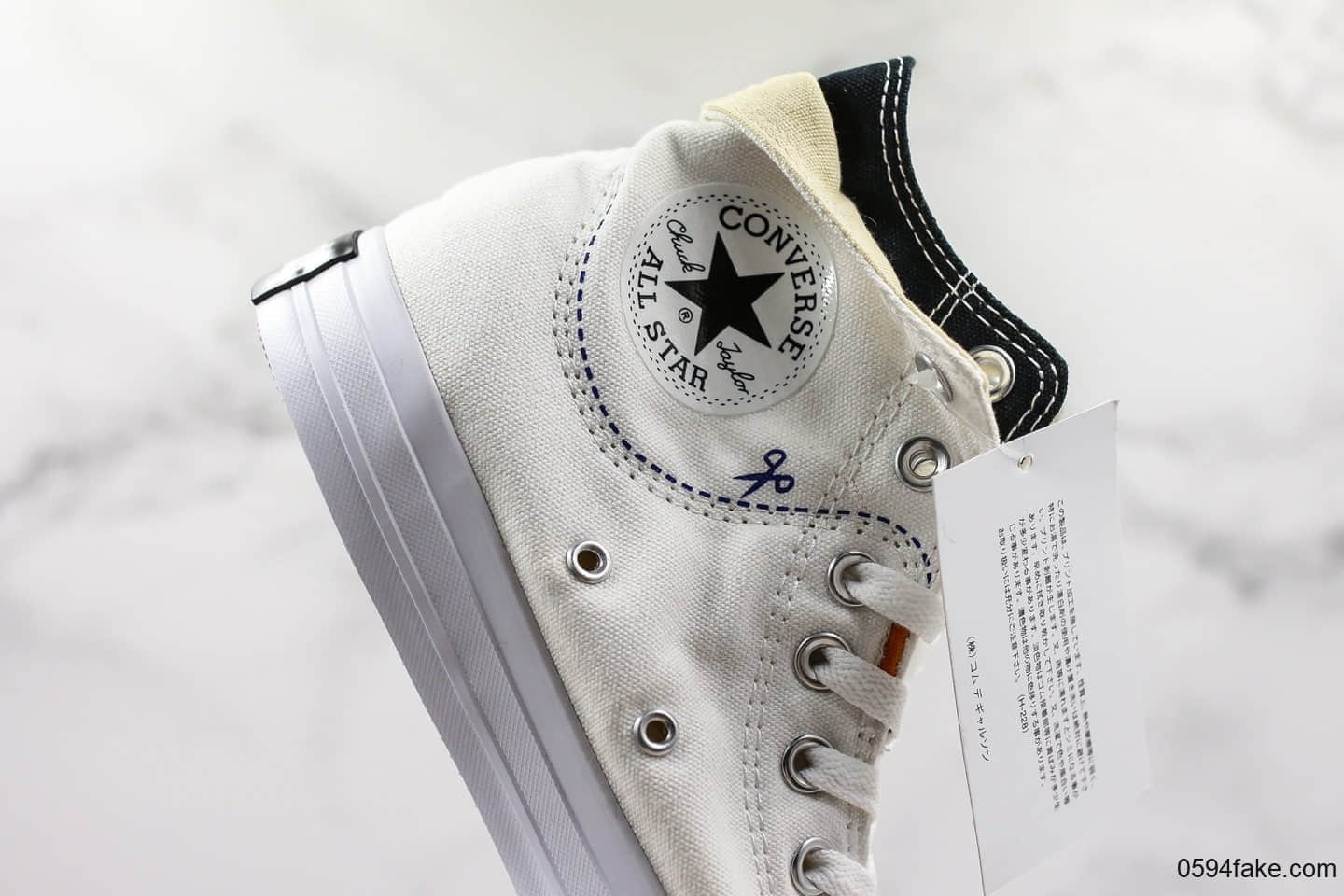 匡威Converse Chuck Taylor All-Star公司级版本日本限定解构剪裁撞色帆布鞋白色原盒钢印