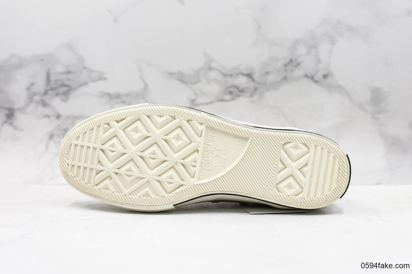 匡威Converse Chuck Taylor All Star公司级版本做旧水洗磨边复古高帮帆布鞋草木灰配色蓝底原盒 货号：164595C