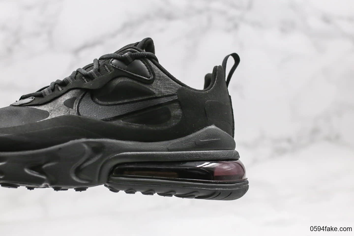 耐克Nike Air Max 270 React纯原版本气垫鞋纯黑内置芯片正确电绣工艺原楦头原纸板打造 货号:AO4971-003