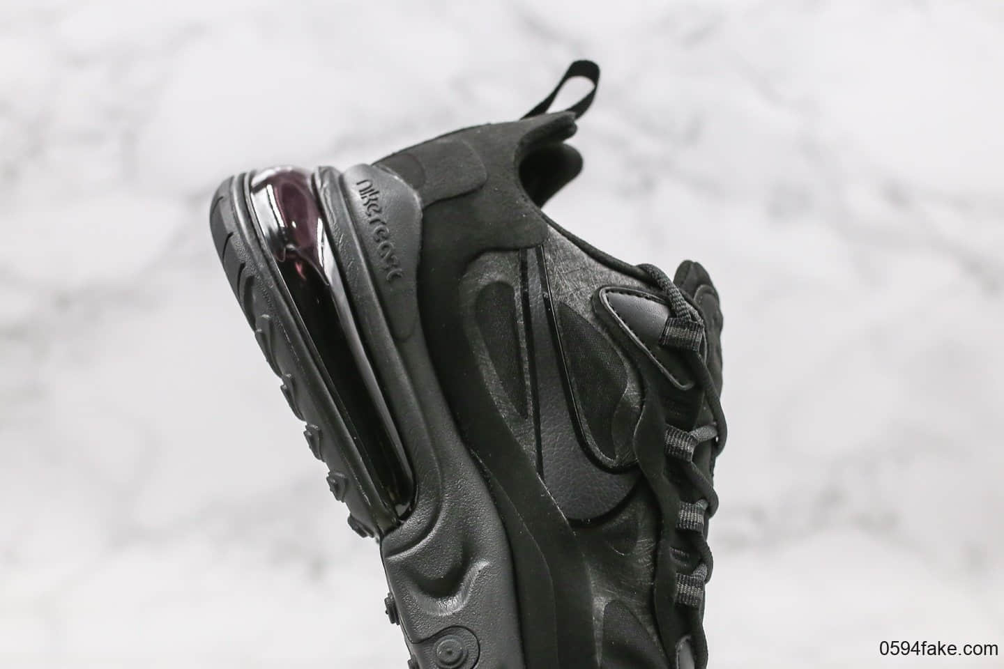 耐克Nike Air Max 270 React纯原版本气垫鞋纯黑内置芯片正确电绣工艺原楦头原纸板打造 货号:AO4971-003