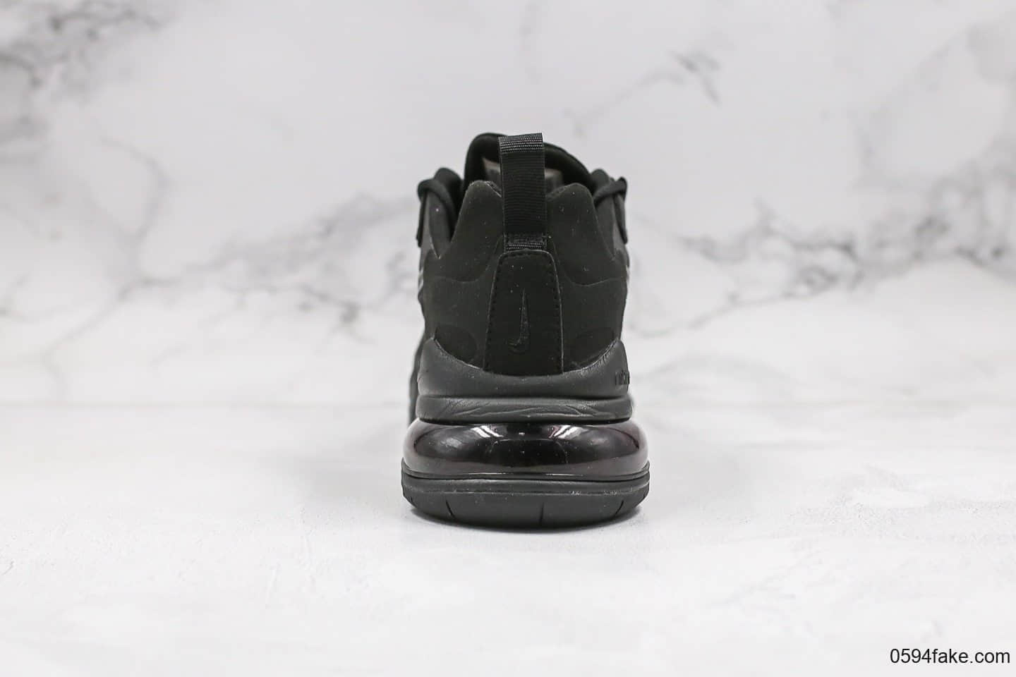 耐克Nike Air Max 270 React纯原版本气垫鞋纯黑内置芯片正确电绣工艺原楦头原纸板打造 货号:AO4971-003