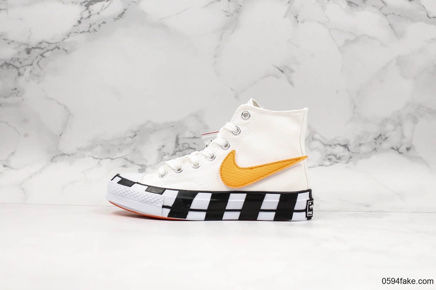匡威Off White x Converse Chuck 1970s 2.0公司级版本联名OW休闲硫化板鞋斑马白黑橙色换钩配色原鞋开模 货号：163862C