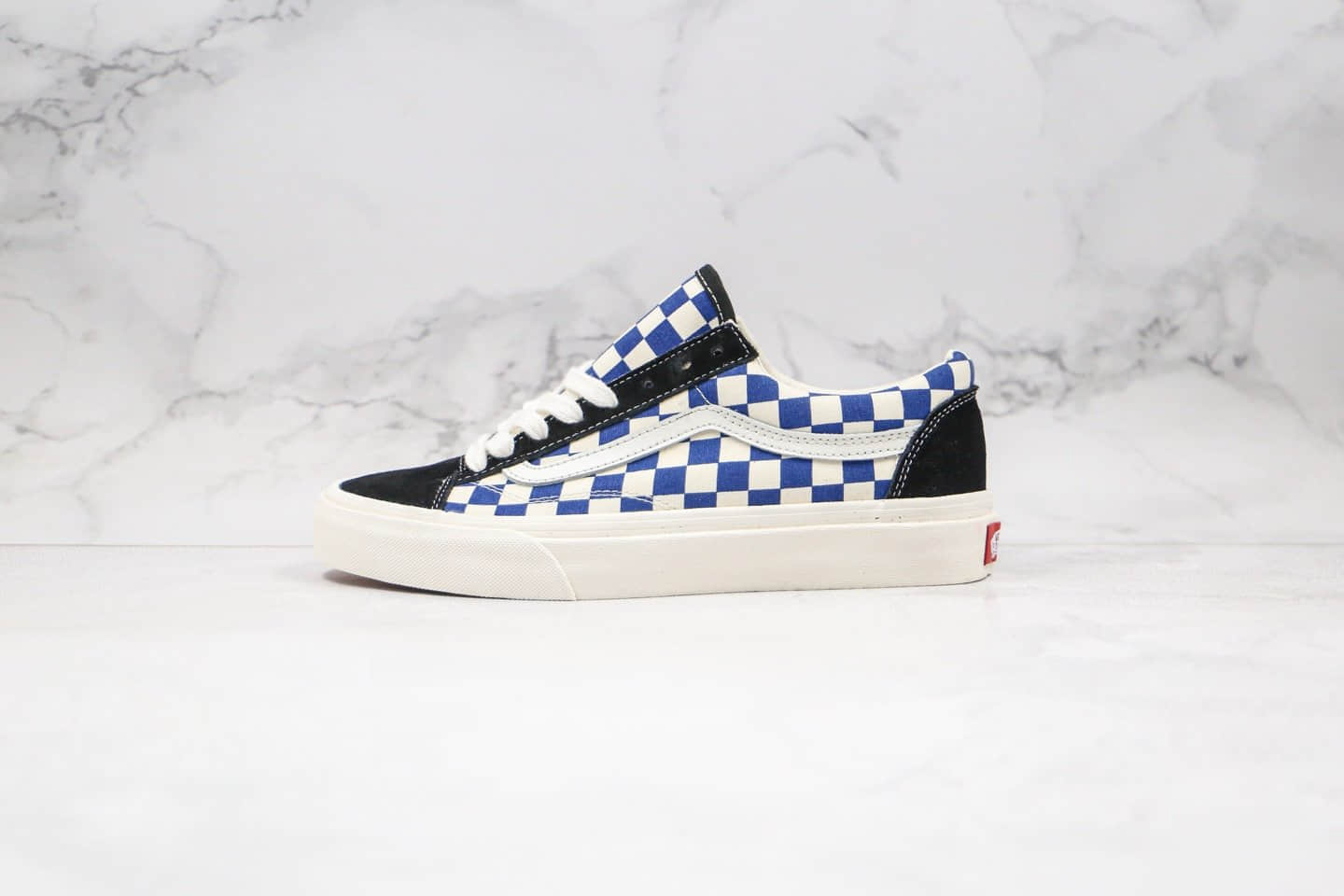 万斯Vans style 36公司级版本新款黑蓝白色棋盘格硫化板鞋原盒原标内置钢印 货号:AS40