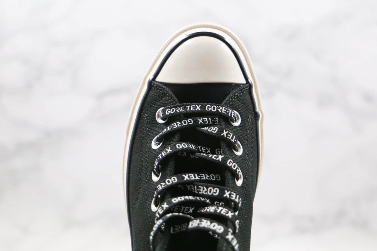 匡威Converse Chuck Taylor All Star公司级版本高帮黑白色Gore-tex联名款串标黑武士帆布鞋原厂硫化大底 货号：163343C