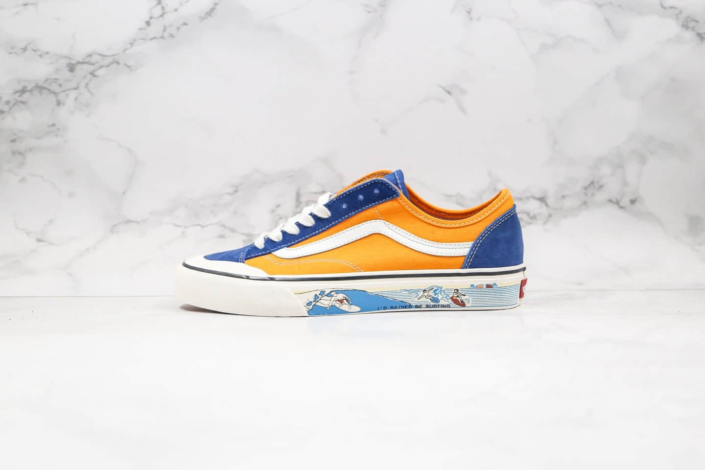 万斯Vans Style 36公司级版本半月包头杀人鲸冲浪印花黄蓝色原厂硫化大底原盒原标