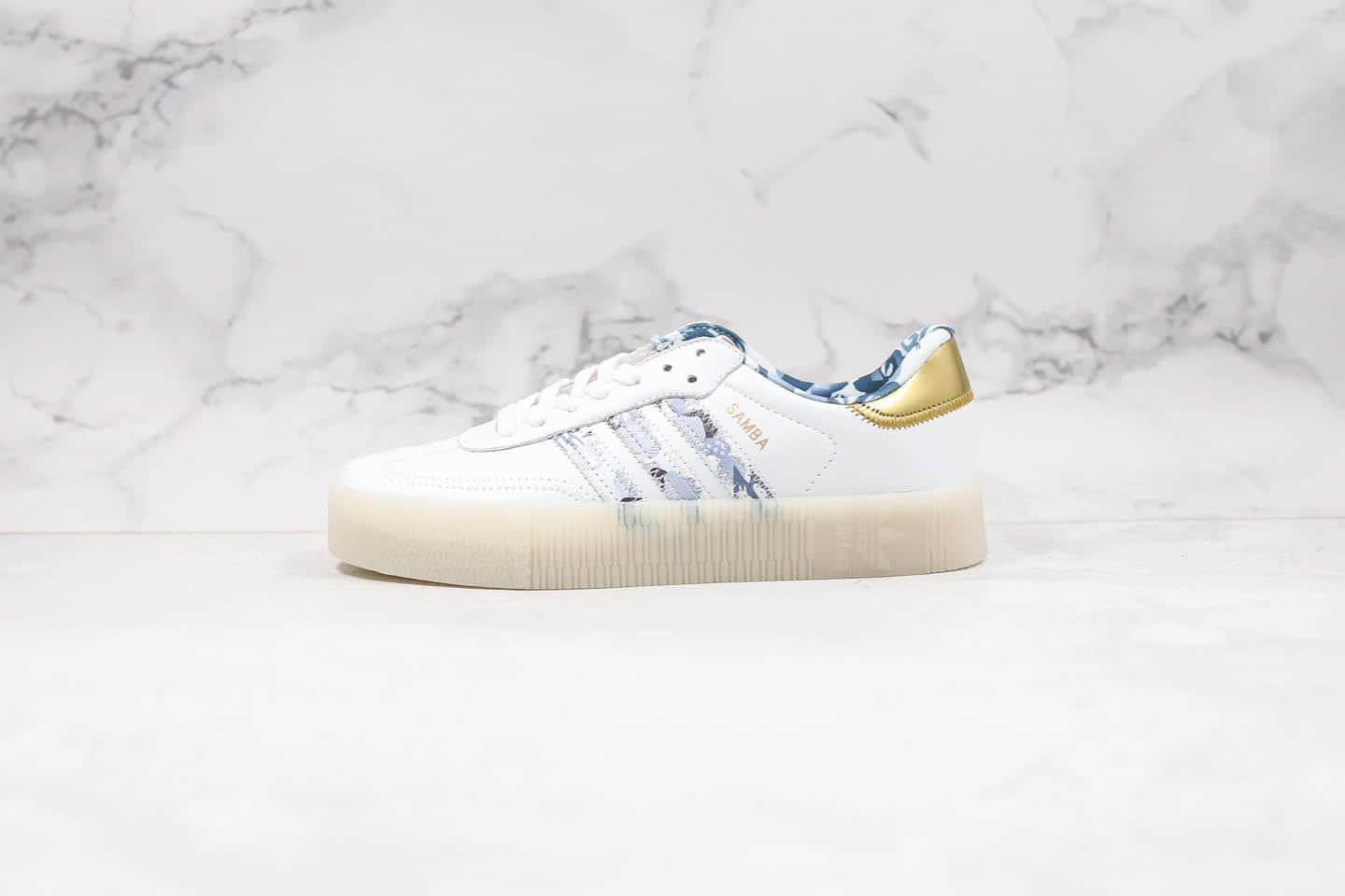 阿迪达斯Adidas Samba Rose W纯原版本三叶草杨幂同款厚底板鞋白金配色原档案数据开发原盒原标 货号：FW5345