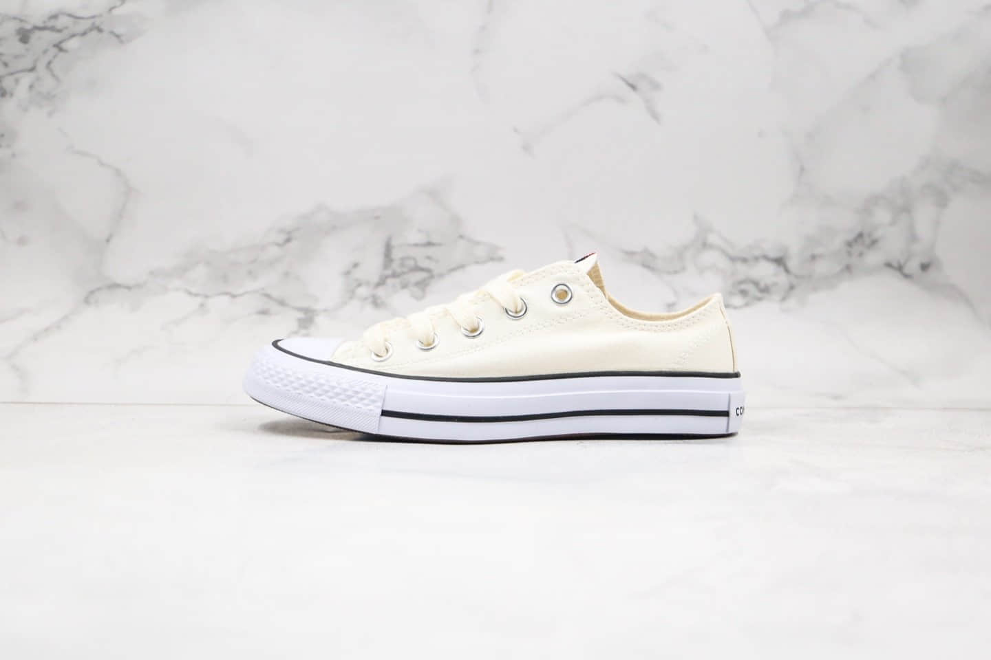 匡威Converse All Star公司级版本低帮帆布鞋日产红盒米白配色蓝底双围条