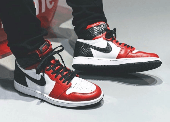 经典芝加哥配色+狂野蛇纹装扮！AJ1 “Satin Snake”八月登场！ 货号：CD0461-601