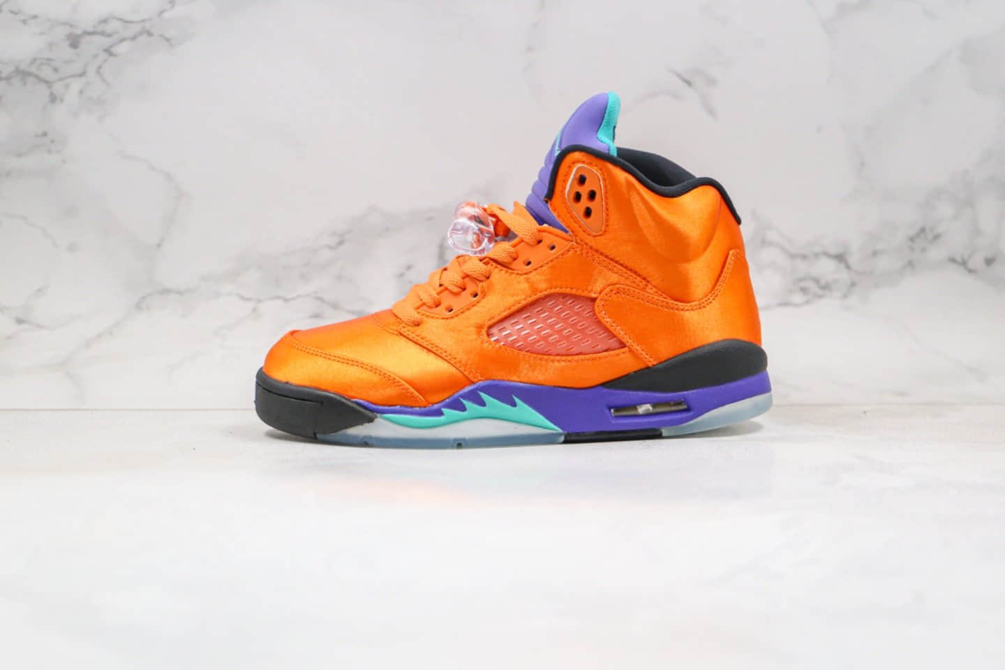 乔丹Air Jordan 5 Fresh Prince纯原版本丝绸绸缎橙蓝色高帮AJ5原盒原标正确后跟定型鞋面材质 货号:136027-007
