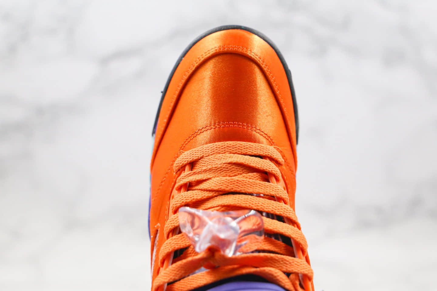 乔丹Air Jordan 5 Fresh Prince纯原版本丝绸绸缎橙蓝色高帮AJ5原盒原标正确后跟定型鞋面材质 货号:136027-007