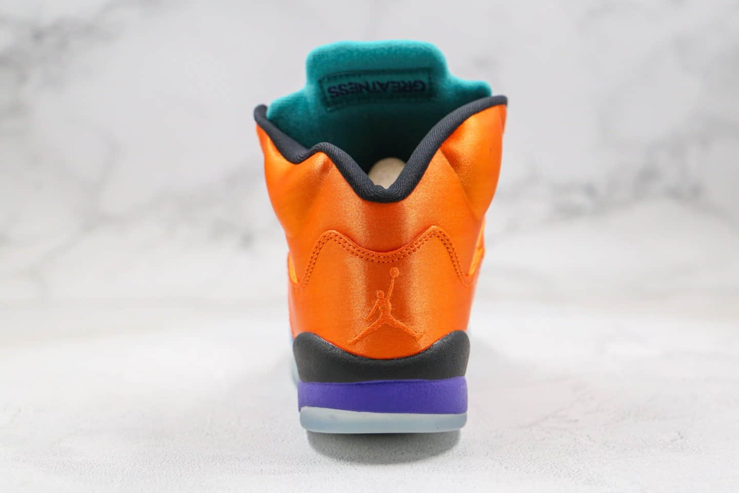 乔丹Air Jordan 5 Fresh Prince纯原版本丝绸绸缎橙蓝色高帮AJ5原盒原标正确后跟定型鞋面材质 货号:136027-007