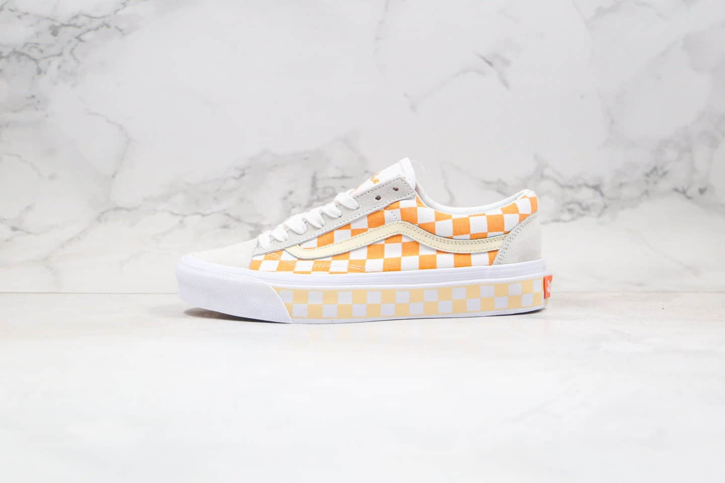 万斯Vans OG Style36 LX x Maha公司级版本联名款低帮棋盘格子橙色原盒原标内置钢印