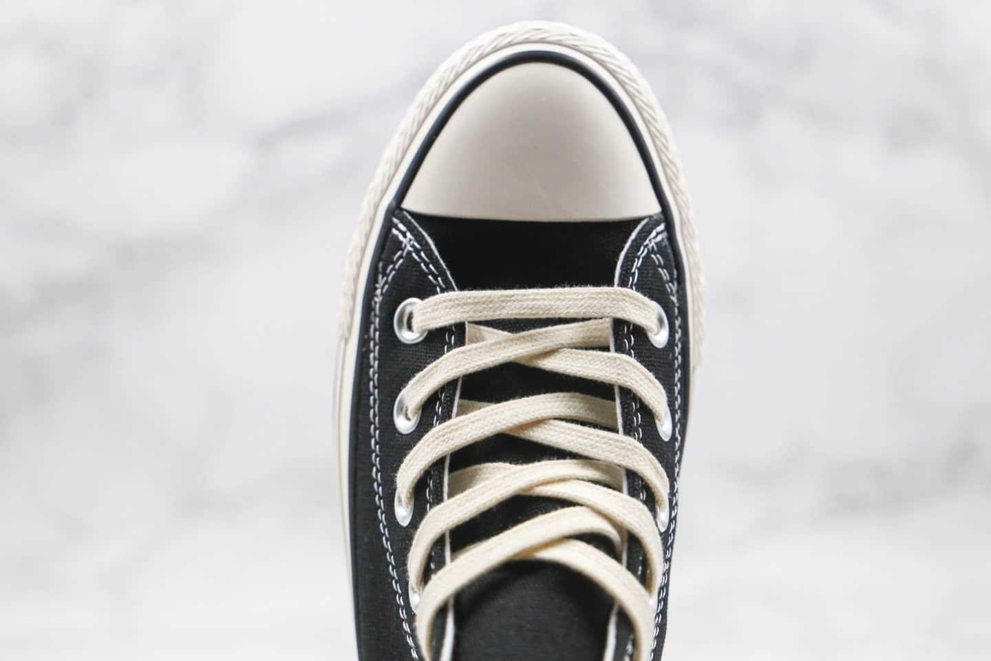 匡威Converse All Star 100周年限定款公司级版本分裂拼接标解析LOGO黑色高帮帆布鞋正确硅蓝PU软中底