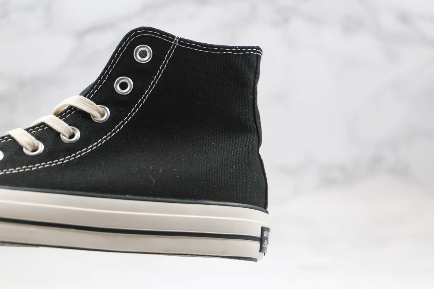 匡威Converse All Star 100周年限定款公司级版本分裂拼接标解析LOGO黑色高帮帆布鞋正确硅蓝PU软中底