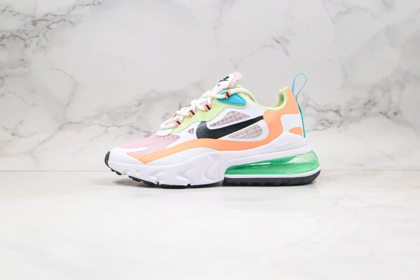 耐克Nike React Air Max 270V2纯原版本气垫鞋Max270二代白橙绿色内置真小潘气垫高清洁度鞋面 货号:CJ0620-600