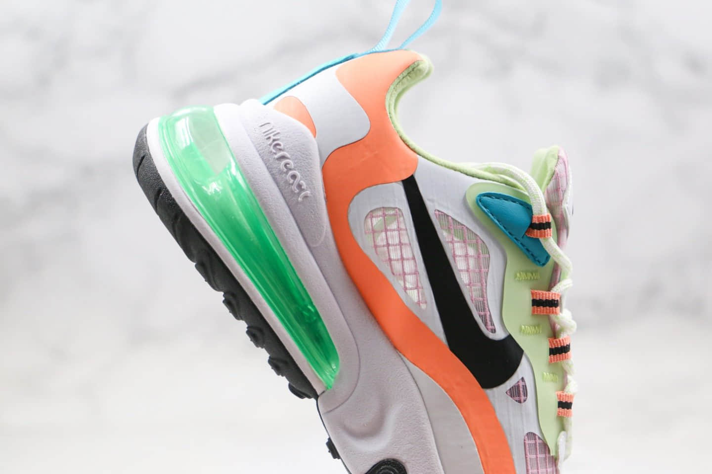 耐克Nike React Air Max 270V2纯原版本气垫鞋Max270二代白橙绿色内置真小潘气垫高清洁度鞋面 货号:CJ0620-600