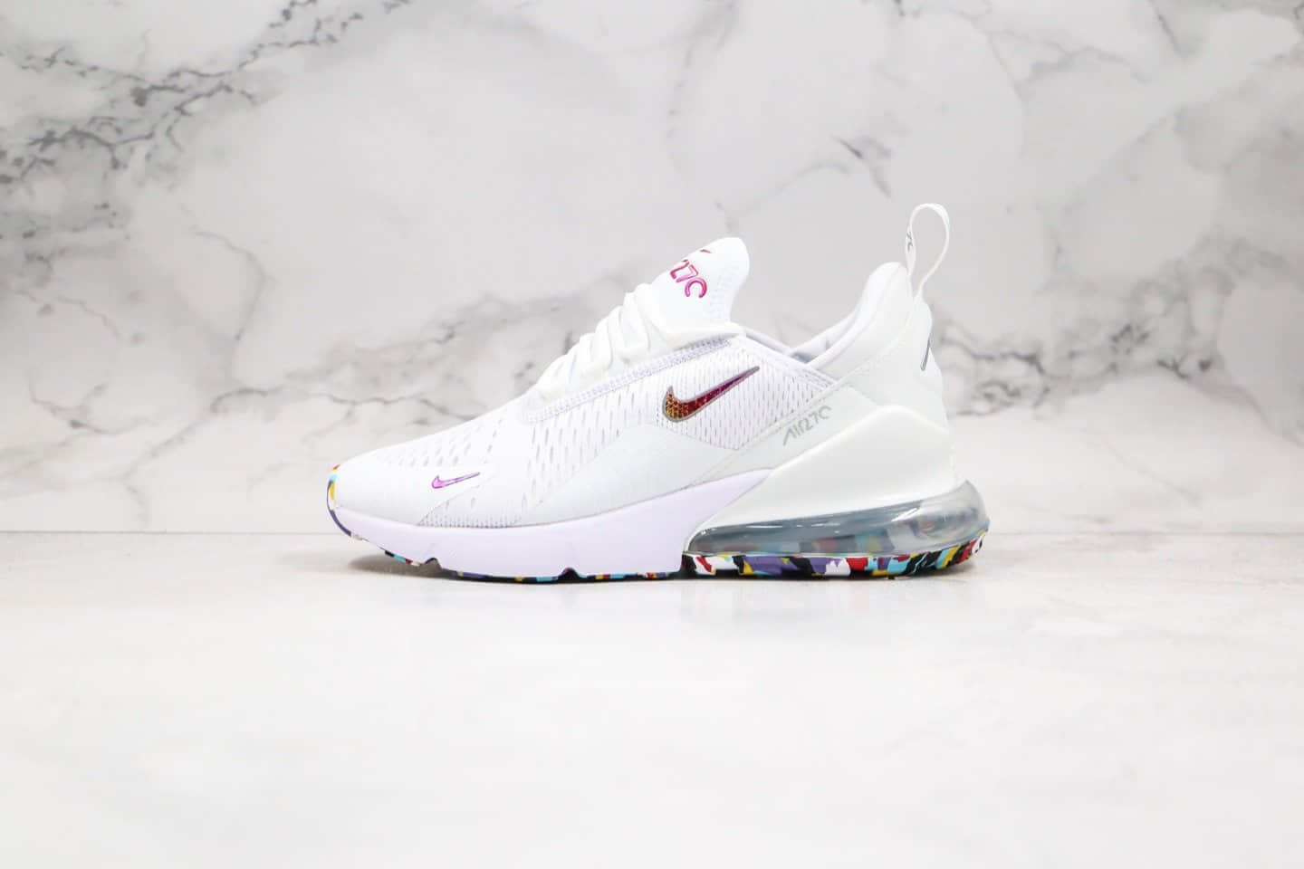 耐克Nike Air Max 270纯原版本半掌气垫Max270白蓝彩虹色原厂小潘气垫原盒原标 货号：AH6789-008