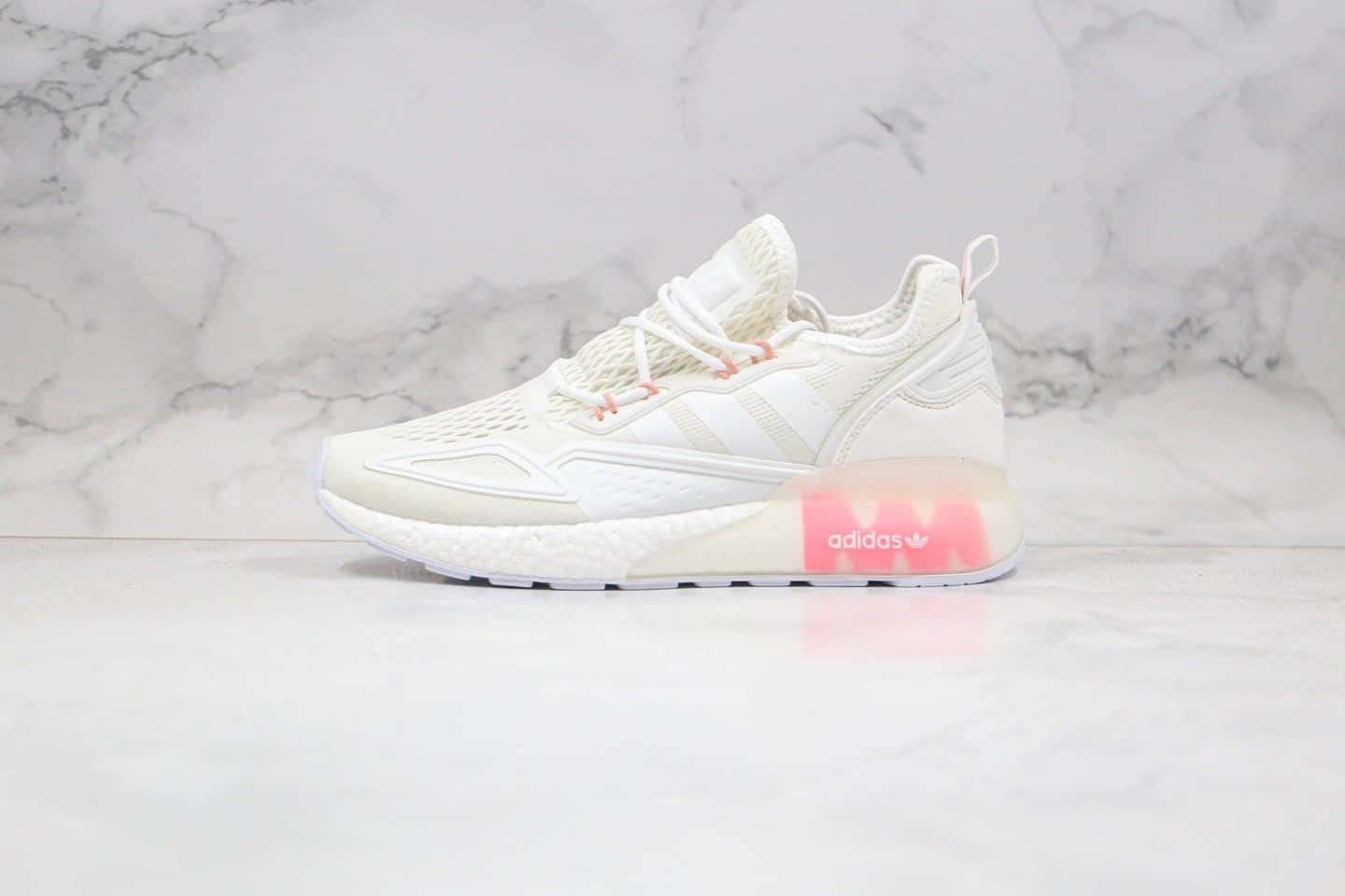 阿迪达斯Adidas Originals ZX 2K Boost纯原版本易烊千玺同款爆米花缓震跑鞋白粉色原档案数据开发 货号:FV8983
