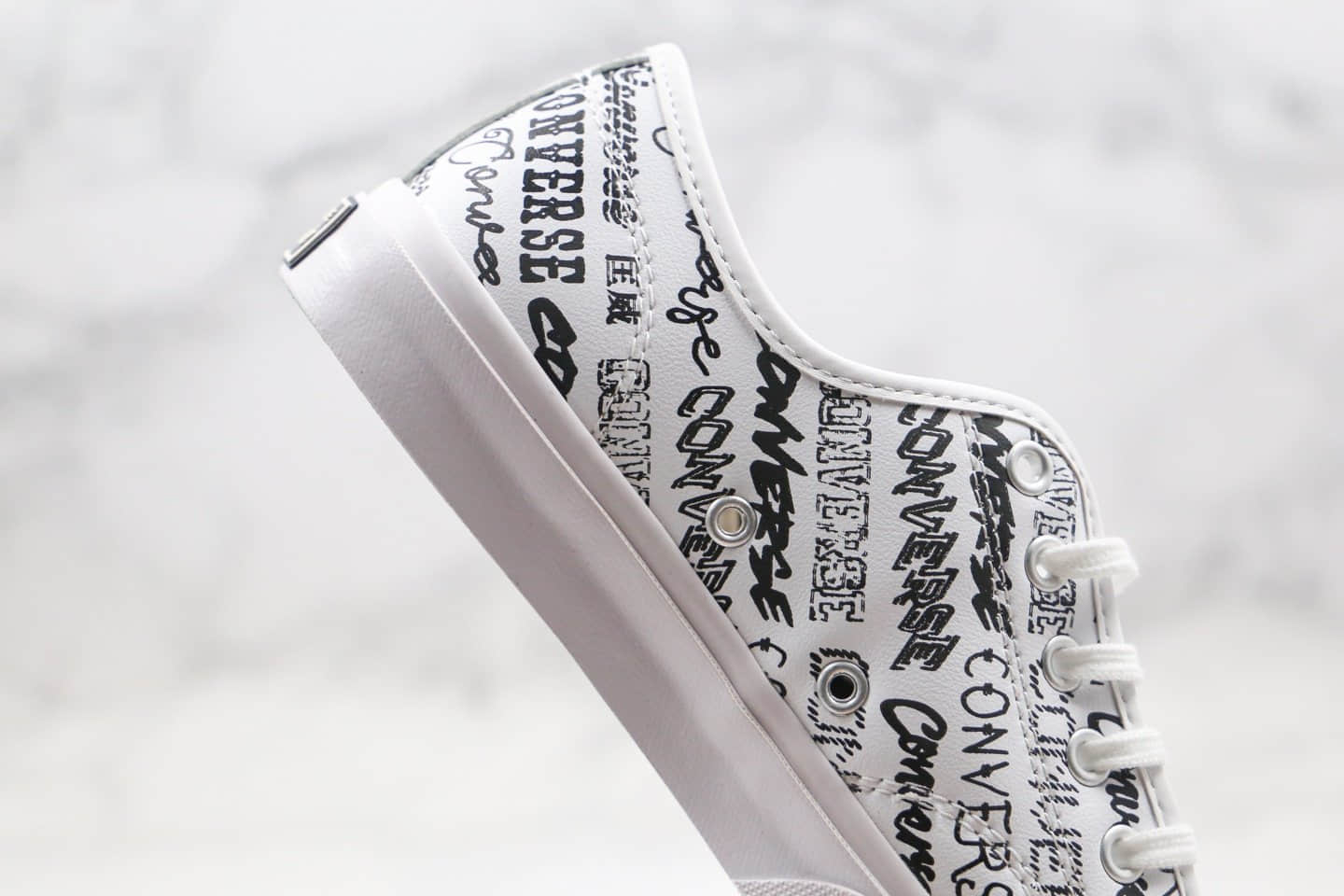 匡威CONVERSE Jack Purcell公司级版本低帮开口笑字母皮面LOGO帆布鞋原鞋开模一比一打造 货号：166488C