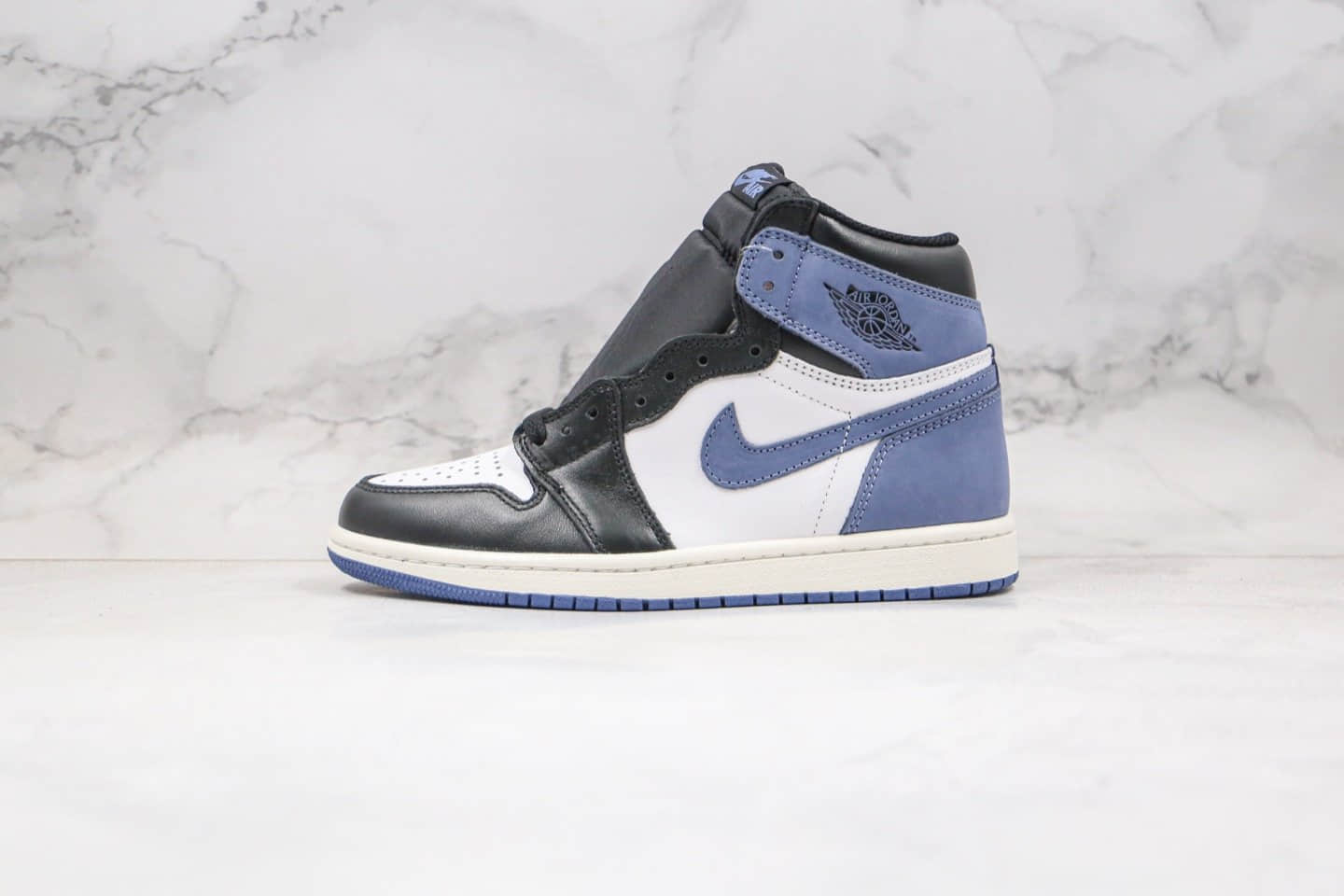 乔丹Air Jordan 1 High OG White Court Purple纯原版本高帮AJ1黑蓝色贪玩蓝月正确后跟定型原楦头纸板打造 货号：555088-115