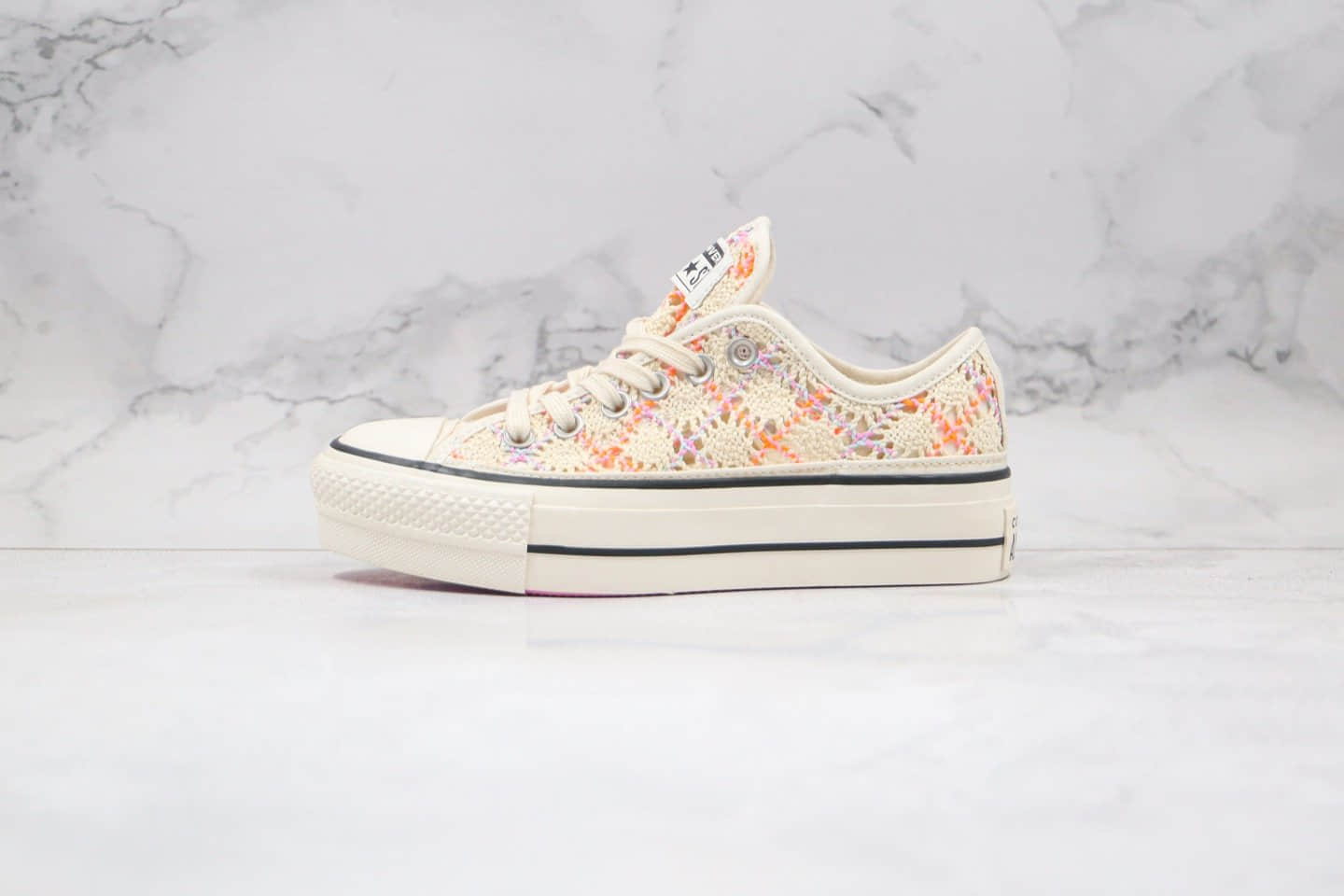 匡威Converse Chuck 70公司级版本低帮镂空厚底松糕鞋编织花配色原楦头纸板打造 货号:568278C