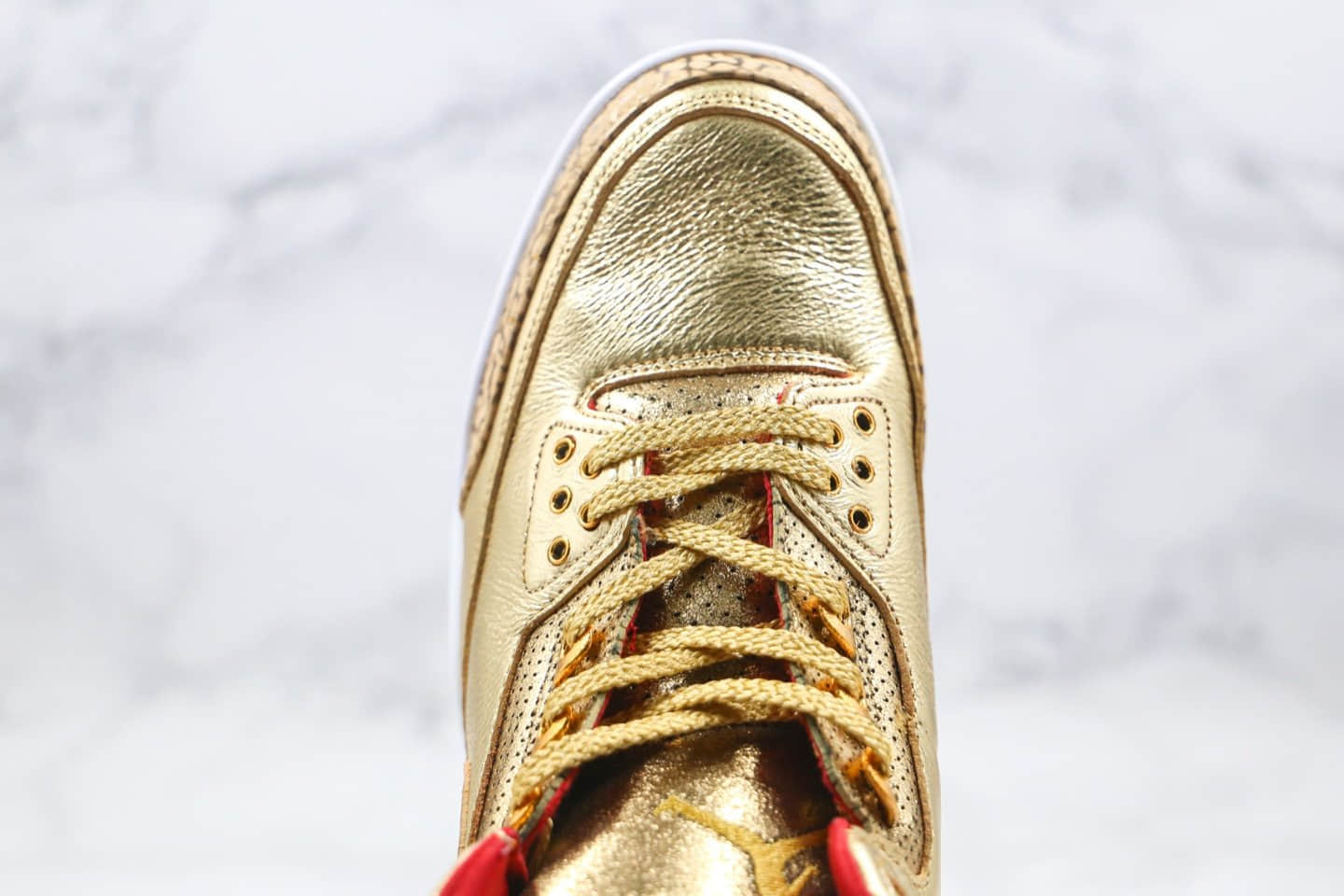 乔丹Air Jordan 3 Retro Luxury Gold Color Red SILK纯原版本奥斯卡小金人特别版AJ3土豪金色手稿原楦头纸板打造 货号：AJ3-933512