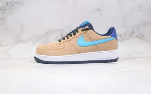 耐克Nike Air Force 1 Expands Its ACG Styling With Blue Fury Swooshes纯原版本登山者联名款低帮空军一号棕蓝色内置气垫原盒原标 货号：CD0887-201