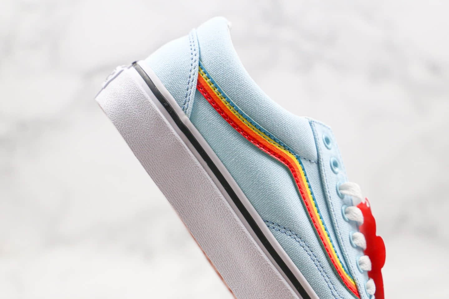 万斯Vans Old Skool公司级版本低帮薄荷彩虹浅蓝色硫化板鞋原盒原标原档案数据开发 货号：VNOA4U3BU4K