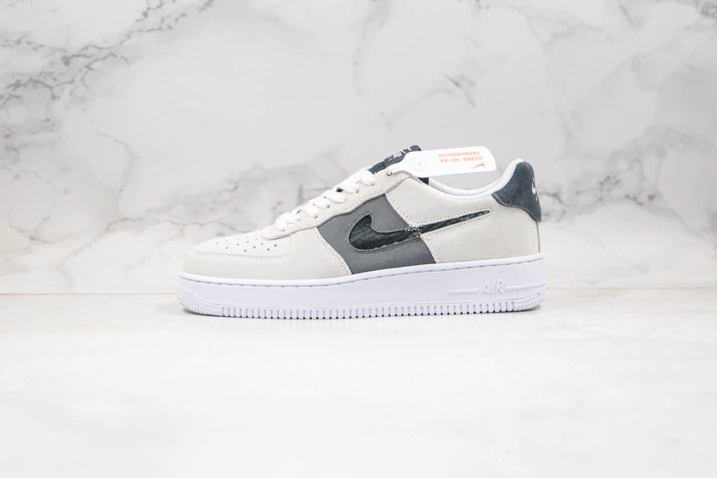 耐克Nike Air Force 1 LV8 1 Fresh Air GS纯原版本低帮空军一号编织格子勾白铁灰黑色内置Sole气垫 货号:CJ4093-100